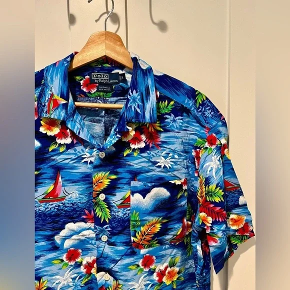 Vintage Polo Ralph Lauren Caldwell Rayon Hawaiian Floral Shirt- Men’s Medium - Picture 2 of 3
